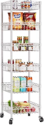 Golpart Basket Shelves Closet Rack with Wheels Metal Pantry Wire Shelf Unit by Golpart