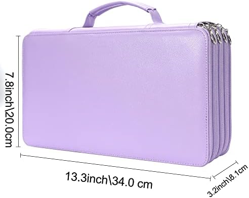 Vomgomfom 300 Slots Marker Case 4-Layer PU Leather, Handle, Purple - Image 2