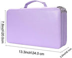 Vomgomfom 300 Slots Marker Case 4-Layer PU Leather, Handle, Purple - Image 2
