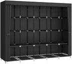 MOGELAFOO 83" Large Capacity Portable Wardrobe Closet for Hanging Clothes with Fabric Cover 5 Hanging Rods, 10 Storage Shelves, Black - Image 2