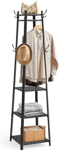 VASAGLE Coat Rack Freestanding, Hall Tree with 4 Shelves by VASAGLEbySONGMICSHOME