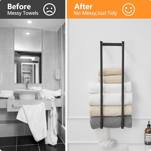 BWE Matte Black Towel Racks for Bathroom 28" Towel Holder for Rolled Towels - Image 5