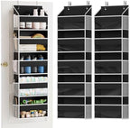 SpaceAid 2 Pack Over The Door Organizer with 5 Large Pockets and 10 Mesh Side Pockets, 5 Layers Door Organizer Hanging with Clear Window for Bedroom, Bathroom, Pantry and Nursery, Black by SpaceAid