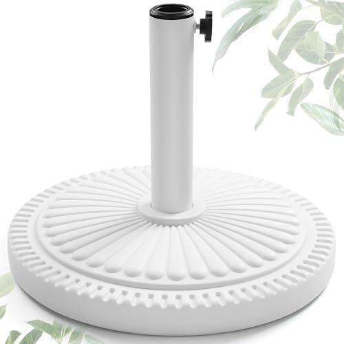 FRUITEAM 23-lbs Round Patio Umbrella Base Pre-Filled Umbrella Stand 15" Sun-Flower-Pattern Heavy Duty Market Umbrella Base Stand for Patio, Outdoor, Swimming Pool, White by FRUITEAM