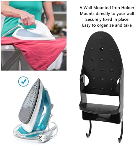 Electric Iron Holder,Heat ant 2 in 1 Wall Mounted Iron Board Rack,Iron and Ironing Board Storage Organizer Shelf,for Household Bathroom Laundry Room (Black) - Image 4