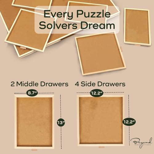 1500 Piece Wooden Jigsaw Puzzle Board - 6 Drawers, Preassembled Rotating Puzzle Table | 35” X 28” Jigsaw Puzzle Board | Puzzle Cover Included - Portable Tables for Adults and Kids - Image 5