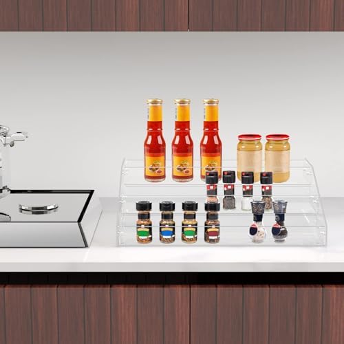 PMMASTO Wide Clear Acrylic Spice Rack for Countertops- 3 Tier - Image 4