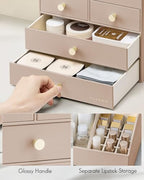 VLANDO Makeup Brush Holder with 4 Drawers,Toffee - Image 5