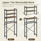 YATINEY Over The Toilet Storage Rack, 4-Tier Freestanding Bathroom Organizer Above Toilet, Toilet Shelf with Detachable Upper Shelves, X-Shaped Back Support, Rustic Brown and Black TR05BR - Image 4