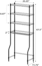 Simple Trending 4 Tier Over The Toilet Storage Rack, Bathroom Organizers and Storage Over Toilet with Adjustable Shelf and Basket, (Black) - Image 3