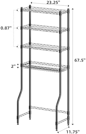 Simple Trending 4 Tier Over The Toilet Storage Rack, Bathroom Organizers and Storage Over Toilet with Adjustable Shelf and Basket, (Black) - Image 3