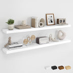 Dreamland 48Inch Floating Shelves for Wall, Rustic Wooden White Floating Shelves for Living Room, Kitchen, Farmhouse, Deep Wall Mounted Book Shelf, Wood Storage Display Shelf for Home Decor, Set of 2 by Dreamland