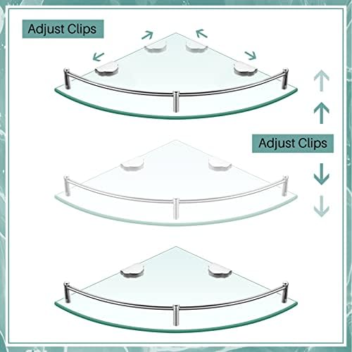 Crowye 8 Pcs Corner Shower Shelf 2-tier Glass Corner Shelf Stainless Steel Wall Mounted Bathroom Organizer for Storing Shower Gel Shampoo Brush, 9.25 Inches (Silver) - Image 5