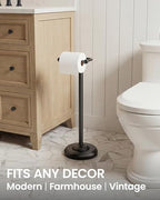 Matte Black Toilet Paper Holder Stand Freestanding, Weighted Base, 22 in - Image 2