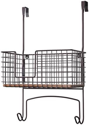 SunnyPoint Ironing Board Hanger & Iron Holder with Large Storage Basket, Over The Door or Wall Mount Iron and Ironing Board Organizer for Laundry Room, Metal with Wood Panel - Image 6