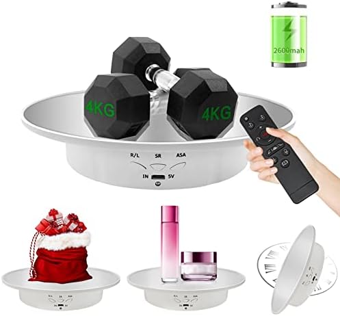 Motorized Rotating Display Stand, Mirror Covered 360 Degree Turntable Display Stand for Photography Products and Shows, Max Load 18Lb/ 7.87 inch Video Show, Battery/USB Power Supply (Remote by ZLMONDEE