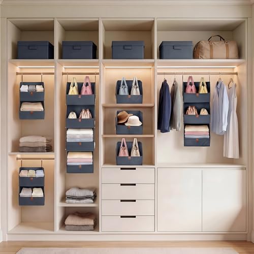 4-Tier Modular Sturdy Hanging Closet Organizer, Heavy-Duty Detachable Clothes Hanging Shelves with Reinforced Zippers and 8 Durable Hooks, Hanging Camper Organizer for Bedroom, RV, Nursery - Image 2