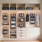 4-Tier Modular Sturdy Hanging Closet Organizer, Heavy-Duty Detachable Clothes Hanging Shelves with Reinforced Zippers and 8 Durable Hooks, Hanging Camper Organizer for Bedroom, RV, Nursery - Image 2
