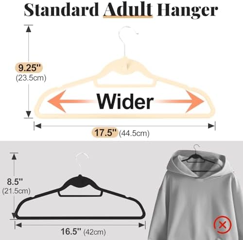 Velvet Felt Stackable Hangers 50 Pack, Thin & Space Saving, Ivory - Image 3