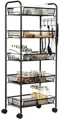 JANE EYRE 5-Tier Rolling Utility Storage Rack Cart on Wheels, Trolley Craft cart, Multi-Purpose Organizer Shelf, Black by JANEEYRE