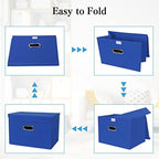 STOREONE Fabric Storage Cube Bins Foldable Organizer Container Collapsible Basket with Lids and Metal Handles, for Home, Bedroom, Closet 8 Pcs (Dark Blue) - Image 6
