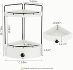 2-Tier Corner Bathroom Counter Organizer with Drawer, White - Image 3