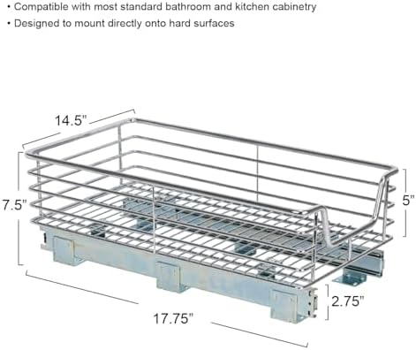 Household Essentials Chrome-Plated Steel Pull-Out Organizer with Artisanal Basket Detailing - Image 4