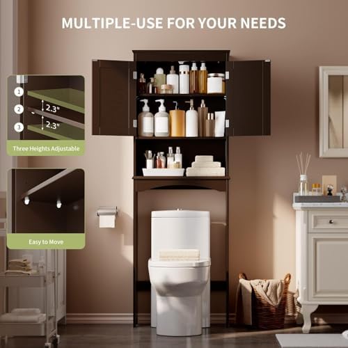 Gizoon Over the Toilet Storage Cabinet with Adjustable Shelf, Espresso - Image 4
