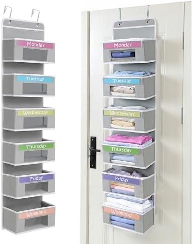 Weekly Clothes Organizer for Kids, Hanging Closet Daily Outfit Storage by Houseables