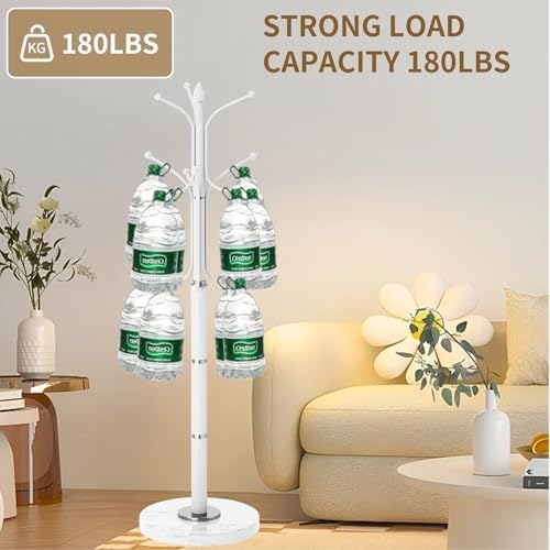 Metal Coat Rack Stand, Modern Freestanding Coat Rack with Natural Marble Base,White Coat Racks and Coat Hall Tree Hanger Stand with 12 Hooks for Entryway, Hallway, Office - Image 5