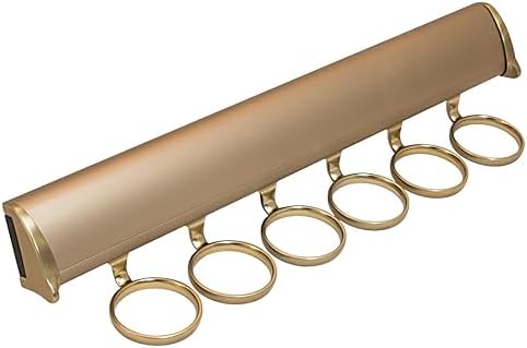 TAG Hardware Premium 6 Hook 13 7/8 Inch Long Full Extension Pullout Closet Wardrobe Scarf Rack (Matte Gold) by HardwareforHomeBusiness