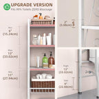 Over-The-Toilet Storage Rack 4-Tier,Bathroom Organizer Shelf Over Toilet,Adjustable Wooden Shelves and Basket,Freestanding Above Toilet Shelve,Space Saver for Rooms(White Rack-White Shelves) - Image 5