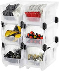 VEVOR Plastic Stackable Storage Bins, 14.8 x 8.5 x 7.1 inch (6 Pack), Plastic Containers for Organizing & Storage Bins for Closet, Garage, Small Parts, Office Supplies, Other Accessories, Transparent by VEVOR