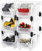 VEVOR Plastic Stackable Storage Bins, 14.8 x 8.5 x 7.1 inch (6 Pack), Plastic Containers for Organizing & Storage Bins for Closet, Garage, Small Parts, Office Supplies, Other Accessories, Transparent by VEVOR