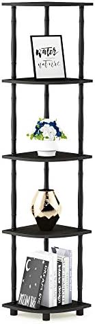 Furinno Turn-N-Tube 5 Tier Corner Display Rack Multipurpose Shelving Unit with Classic Tubes, Espresso/Black (18035EX/BK) by Furinno-FitsYourSpaceFitsYourBudget