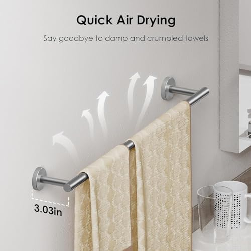 FORIOUS Bathroom Accessories, 4-Piece Bathroom Hardware Set - 18" Towel Bar - Image 3