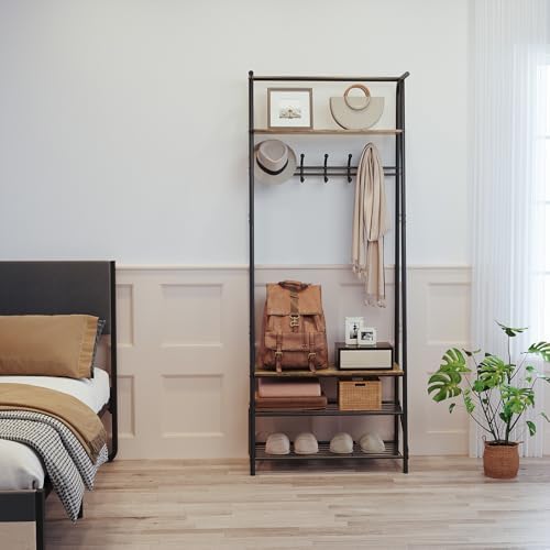Jojoka 4-in-1 Entryway Coat Rack Hall Tree with Bench & Shoe Rack, Freestanding Storage for Hooks, 3-Tier Shoe Cabinet, Hanging Rod for Hallway, Front Door, Mudroom - Image 2