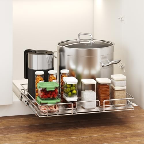 LOVMOR Pull Out Cabinet Organizer 31½" W x 21½" D, Kitchen Cabinet Pull Out Shelves Slide Out Storage - Image 5