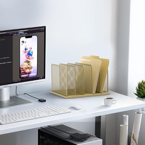 Kuntine.B 5-Section Upright Desk File Organizer Gold 1 Pack - Image 7