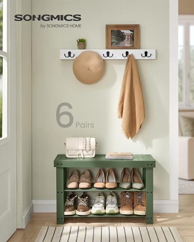 SONGMICS Shoe Rack Bench, 3-Tier Bamboo Entryway Bench, 27.6 Inches Width - Image 3