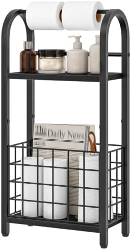 CHOEZON Freestanding Toilet Paper Holder with Storage Shelf and Basket by Choezon