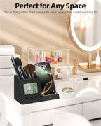 Desk Organizer with Wireless Charger, Digital Clock, Thermometer & Hygrometer - Multi-Functional Pencil Holder, Office Desk Accessories Storage Caddy for Home, Office, Men, Women (Battery Included) - Image 5