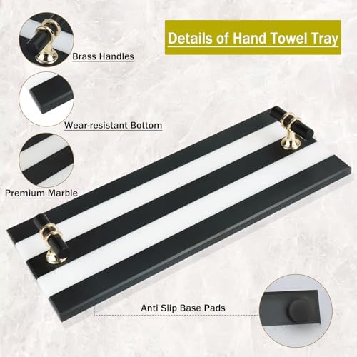 Marble Napkin Holder with Handles for Bathroom ‑ Guest Towel Holder 11.8" - Image 3