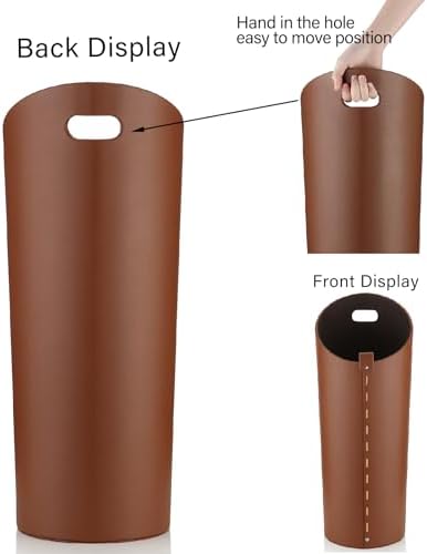 Brown Leather Umbrella Holder Indoor Umbrella Stand Rack for Entryway Tall Bucket That won't Fall Down Storage 10 Different Sizes of Canes Walking Sticks Toy Swords etc - Image 7