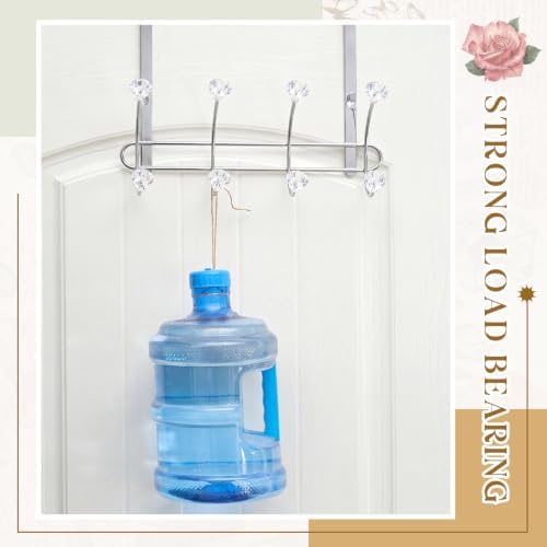 Over The Door Towel Hooks with Crystal Knobs, 8 Hook Heavy Duty Doors Hanger Rack for Bathroom, No Drill Slim Over Door Organizer for Bedroom Closet, Holds Coats Towels Robes Bags Purse - Image 6