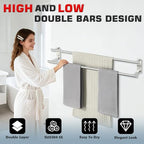 Alise 32 inch Double Towel Bar for Bathroom Wall Mounted, Brushed Nickel - Image 2