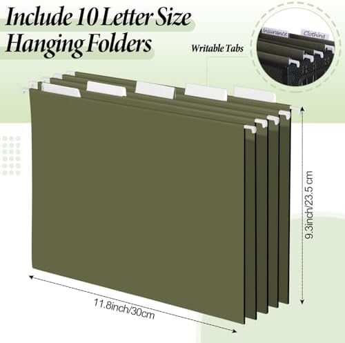 2 Pack Hanging File Holder, 10 Hanging Folders, Metal Mesh, Letter Size Folder Storage, Desktop Storage Cabinets, Office School Document(Green,Small) - Image 3