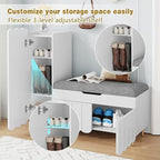 3More L-Shaped Entryway Shoe Bench with Cushioned Seat, White - Image 5