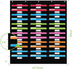 REGELETO 36 Pockets File Storage Pocket Chart with 36 Nametag Pockets, Hanging Wall File Organizer for Classroom and Office, Organize Your Assignments, Files, Scrapbooks, Paper (Black-36 Pockets) - Image 2