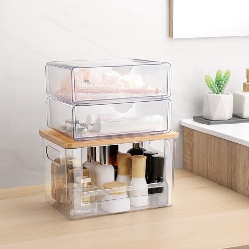 3Pcs Extra Large Laundry Room Organization and Storage, Stackable Storage Drawers, Trash Bag Holder Under Sink, Garbage Bag Dispenser Roll Holder for Vanity, Bathroom,Cabinet,Desk Organization - Image 3